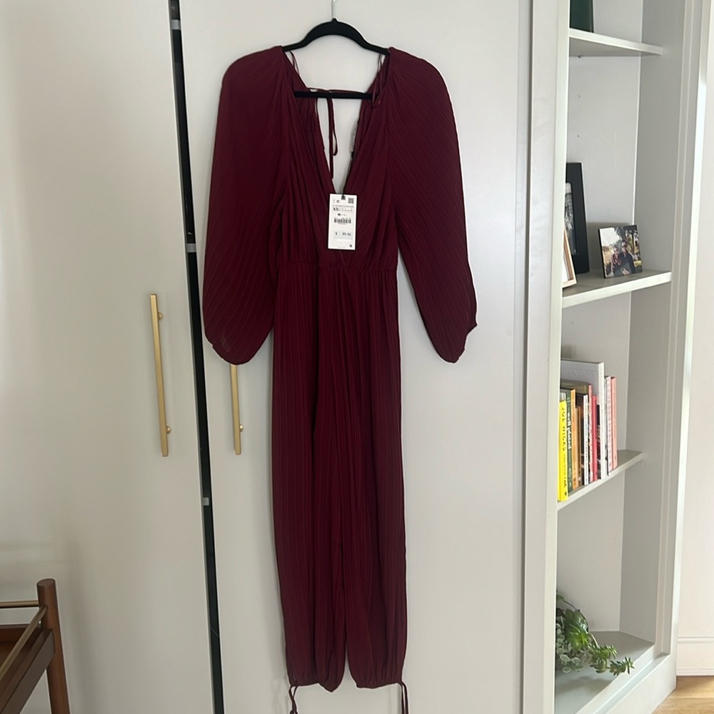 Maroon sheer long sleeved Zara romper